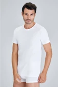 Kom Erkek Beyaz Hulio Bisiklet Yaka 2'li T-shirt - 2