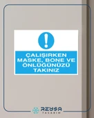 Çalışırken Maske, Bone ve Önlüğünüzü Takınız Sticker 20X28 Cm thumbnail 4