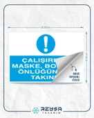 Çalışırken Maske, Bone ve Önlüğünüzü Takınız Sticker 20X28 Cm thumbnail 2