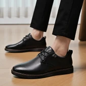 Erkek Deri Casual Brogue Ayakkabı (Siyah) thumbnail 1