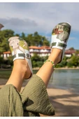 Kadın Vegan Deri Turkuaz Terlik - Going on an Adventure Tasarım - 1