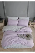 Sheri Home Lilac Düz Desen Çift Taraflı Çift Kişilik Nevresim Seti 200x220 %100 Pamuk014530200 - 3