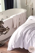 Sheri Home Tekstil Lüks Otel Nevresim Seti 83 Tel Çift Kişilik Çizgili Saten 2 Adet Yastık kılıfı TYy554555 - 2