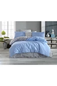 Sheri Home Tekstil Yeni Desenler Vintage Ranforce Çift Kişilik Nevresim Takımı One Size Happy Blue Ca90422 - 1