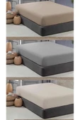 Sheri Home Tekstil 3 Adet Lastikli Pamuk Penye Çarşaf 180x200cm KİNGSİZESHERİ0145388 - 1