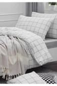 Sheri Home Çift Kişilik Çift Taraflı Nevresim Takımı(ÇARŞAFLI) Beyazgrikareshrii014537772023889694 thumbnail 4