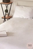 Sheri Home Tekstil Lüks Otel Nevresim Takımı 83 Tel Çift Kişilik Çizgili Saten  2 Adet Yastık kılıfı - 3