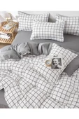 Sheri Home Çift Kişilik Çift Taraflı Nevresim Takımı(ÇARŞAFLI) Beyazgrikareshrii014537772023889694 - 2