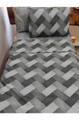 Sheri Home Zikzak Desen Tek Kişilik Gri Nevresim Seti Yeni02102714534529 - 1
