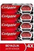 Colgate Optic White Aktif Kömür Diş Macunu 50ml +  360 Charcoal Diş Fırçası x 4 Adet - 1