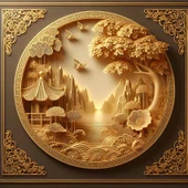 3D Kabartma Ahşap Oyma Sanatı Duvar Kağıdı Baskı thumbnail 7