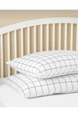 Sheri Home Tekstil Plain Check Kobin Pamuklu 2’li Yastık Kılıfı 50*70 Cm Beyaz - 1