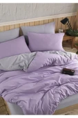 Sheri Home Tekstil Çarşafı Lastikli Nevresim Takımı Tek Kişilik Gri - Lila Sheri880055 - 1