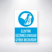 Elektrik Geçirmez Ayakkabı Giymek Mecburidir Sticker 20X28 Cm - 1