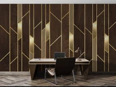 3D Ahşap Altın Panel Duvar Kağıdı Baskı thumbnail 4