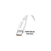 Baseus Super Şarj Kopmaz Kablo 100W Type-C Şarj Kablosu 480MBPS Veri Aktarım Kablosu USB To Type-C HBCV00003W8PNE thumbnail 4