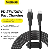 Baseus Pudding Serisi İPhone 14 13 12 11 x 7 8 Serileriyle Uyumlu 20W Hızlı Şarj ve Data Aktarım Kablosu thumbnail 4