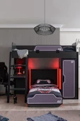 Ranzalı Oyuncu Odası, Gamer Ranza Ledli Karyola Masa Dolap - 5