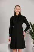 IŞŞIL 5065-Fular Yaka Tesettür Hamile Giyim Crep Tunik-Elbise - 6