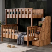 Mdf Profil Ranza, Deluxe Ayrılabilir Ranza - Ceviz + 2 Adet Comfort Yatak thumbnail 2