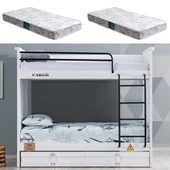 Ranza, Konteyner Çekmeceli Ranza - Beyaz 2 Adet Comfort Yatak - 1