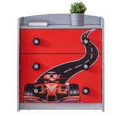 Formula Genç Odası - 3 Kapılı Dolap, Audi Koltuklu Arabalı Yatak, Şifonyer - Kırmızı - 5