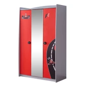 Formula Genç Odası - 3 Kapılı Dolap, Jaguar Full Ledli Arabalı, Masa - Kırmızı - 5