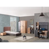 Elit Genç Odası - 3 Kapılı Dolap, Karyola, Komodin, Şifonyer, Masa - 1