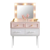 Şifonyer, Rosa Metal Ayaklı Işıklı Aynalı Makyaj Masa Şifonyer - 5