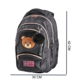 Sentor Play 4 Bölmeli Fashion Bear Okul Sırt Çantası Siyah (161533) thumbnail 2