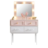 Şifonyer, Rosa Metal Ayaklı Işıklı Aynalı Makyaj Masa Şifonyer - 4