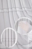 Madame Dower Modern Antrasit Şeritli Kırışmaz Tül Perde - Modern Tasarım Tül Perdeler - 1