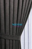 Madame Dower Butterfly Soyut Temalı Antrasit Fon Perde - Pilesiz - Sade Tasarım Fonluk Perde - 2