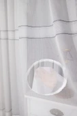 Madame Dower Modern Antrasit Şeritli Kırışmaz Tül Perde - Modern Tasarım Tül Perdeler - 3