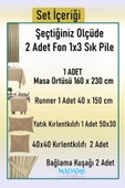 Madame Dower Magic V4 Bej Fon Perde 1x3 Sık Pile 2 Kanat - + Masa Örtüsü + Runner + Kırlent Kılıfı + Bağlama - 2