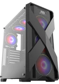PowerBoost VK-E03C USB 3.0 ATX Mesh Ring Rainbow Fan Siyah Kasa (PSU Yok) - 1