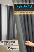 Madame Dower Deste Antrasit Çift Taraflı Keten Fon ve Karartma Perde - Işık Geçirmez Güneşlik, Kolay Montaj - 2