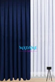 Madame Dower Butterfly Soyut Temalı Saks Mavi Fon Perde - Pilesiz - Sade Tasarım Fonluk Perde - 2