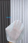 Madame Dower Simple Şantuklu Dahlia 1x3 Sık Pile Dökümlü Tül Perde Kırık Beyaz - Kırışmaz - Ütü Gerektirmez - 1