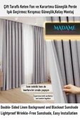 Madame Dower Deste V4 Taş Çift Taraflı Keten Fon ve Karartma Güneşlik Perde - Kırışmaz Güneşlik, Kolay Montaj - 2