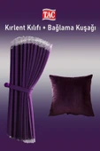 Madame Dower Taç Narden Fon Perde 1x2 Standart Pile Soft Mürdüm Kırlent Kılıfı + Bağlama Kuşağı HEDİYE - 4