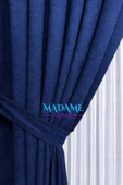 Madame Dower Butterfly Soyut Temalı Saks Mavi Fon Perde - Pilesiz - Sade Tasarım Fonluk Perde - 4