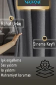 Madame Dower Deste Antrasit Çift Taraflı Keten Fon ve Karartma Perde - Işık Geçirmez Güneşlik, Kolay Montaj - 6