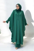 Tunik, Pantolon ve Abaya Üçlü Takım 8663 Zümrüt thumbnail 1