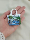 Magnet Çanta Taşlı Mıknatıslı Buzdolabı Süsü Nazar Göz Boncukllu Palmiye Agacı Türkiye Kemer Yazılı - 2