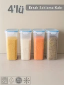 4'Lü Erzak Kabı Seti Kilitlenebilir Saklama Kabı Hava Almaz Bakliyat Kabı Bpa Free - 1