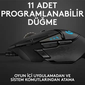 Logitech G G502 HERO LIGHTSYNC 25.600 DPI Yüksek Performanslı Kablolu Oyuncu Mouse - Siyah - 6