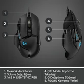 Logitech G G502 HERO LIGHTSYNC 25.600 DPI Yüksek Performanslı Kablolu Oyuncu Mouse - Siyah - 7