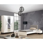 Safir Genç Odası - 3 Kapılı Dolap, Karyola, Komodin - 1