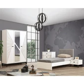 Safir Genç Odası - 3 Kapılı Dolap, Karyola, Komodin, Şifonyer - 1